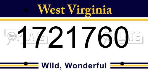 1721760 West Virginia License Plate