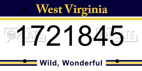 1721845 West Virginia License Plate