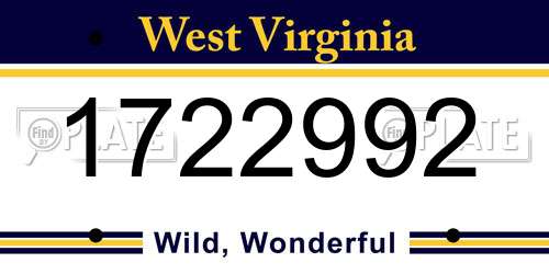 1722992 West Virginia License Plate