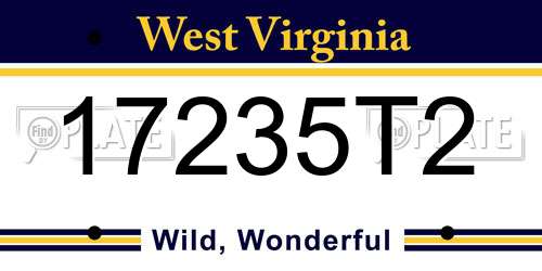 17235T2 West Virginia License Plate