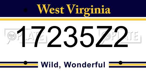 17235Z2 West Virginia License Plate