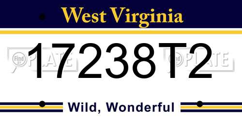 17238T2 West Virginia License Plate