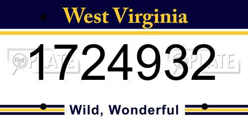 1724932 West Virginia License Plate