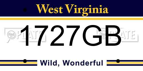 1727GB West Virginia License Plate