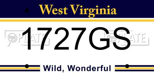 1727GS West Virginia License Plate