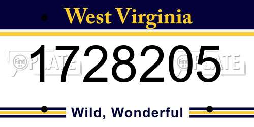1728205 West Virginia License Plate