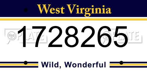 1728265 West Virginia License Plate