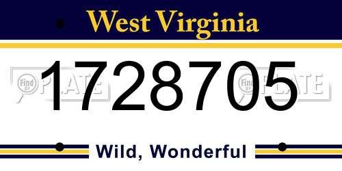 1728705 West Virginia License Plate