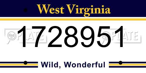 1728951 West Virginia License Plate