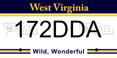 172DDA West Virginia License Plate