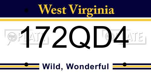 172QD4 West Virginia License Plate