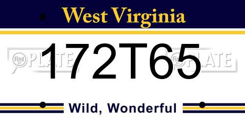 172T65 West Virginia License Plate