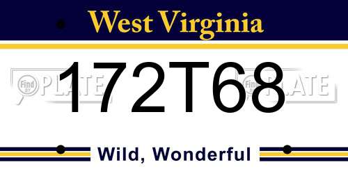 172T68 West Virginia License Plate
