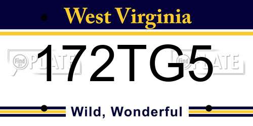 172TG5 West Virginia License Plate
