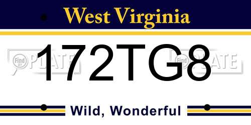 172TG8 West Virginia License Plate