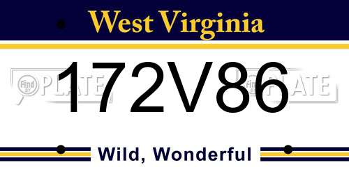 172V86 West Virginia License Plate