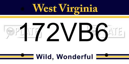 172VB6 West Virginia License Plate