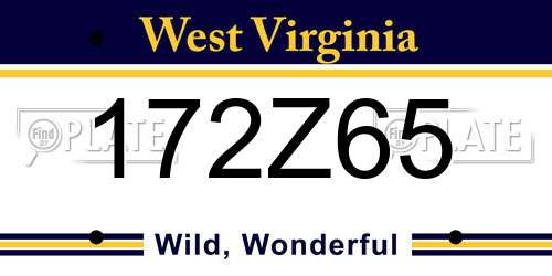 172Z65 West Virginia License Plate