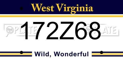 172Z68 West Virginia License Plate