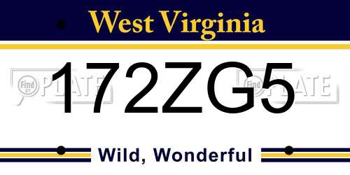 172ZG5 West Virginia License Plate