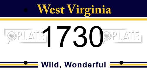 1730 West Virginia License Plate