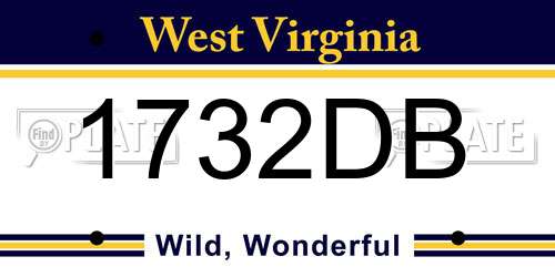 1732DB West Virginia License Plate