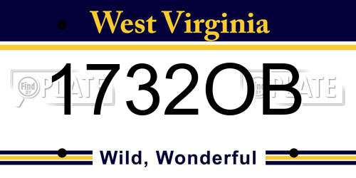 1732OB West Virginia License Plate