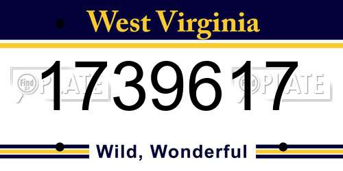 1739617 West Virginia License Plate