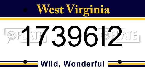 17396I2 West Virginia License Plate