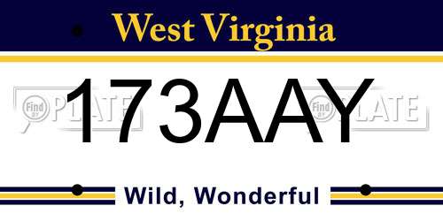 173AAY West Virginia License Plate