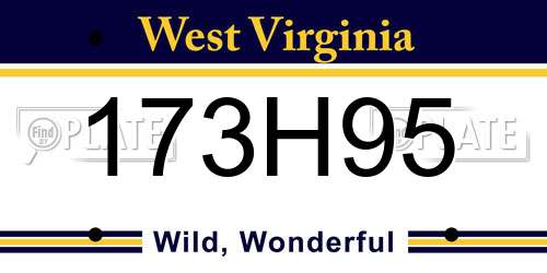 173H95 West Virginia License Plate