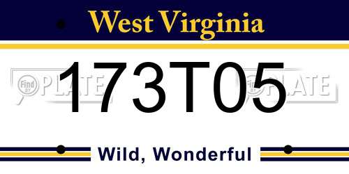 173T05 West Virginia License Plate