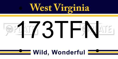 173TFN West Virginia License Plate