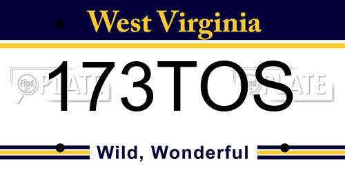 173TOS West Virginia License Plate