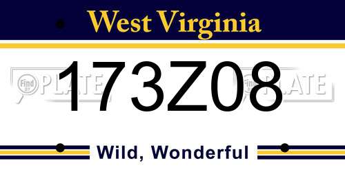 173Z08 West Virginia License Plate
