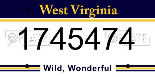 1745474 West Virginia License Plate