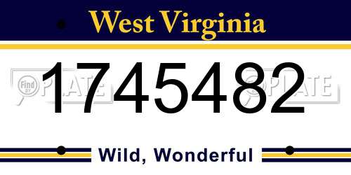 1745482 West Virginia License Plate