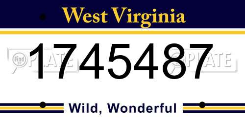 1745487 West Virginia License Plate
