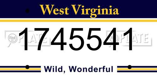 1745541 West Virginia License Plate