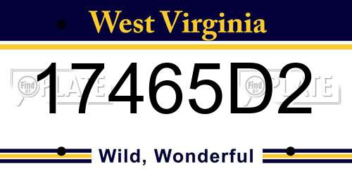 17465D2 West Virginia License Plate
