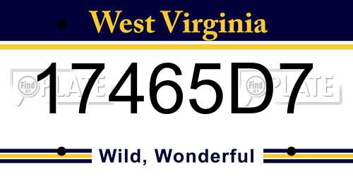 17465D7 West Virginia License Plate