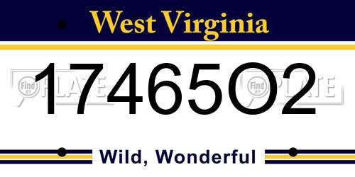 17465O2 West Virginia License Plate