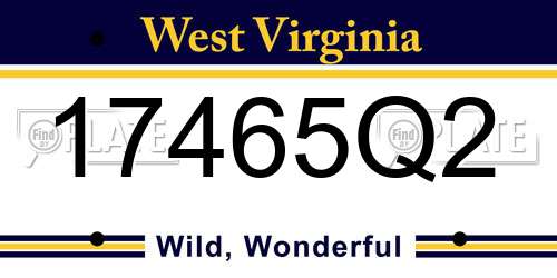 17465Q2 West Virginia License Plate
