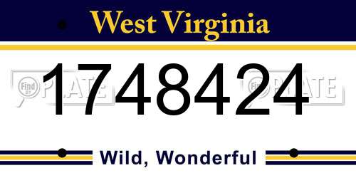 1748424 West Virginia License Plate