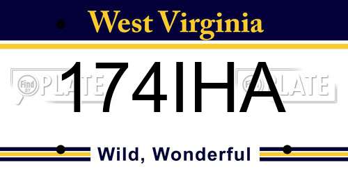 174IHA West Virginia License Plate