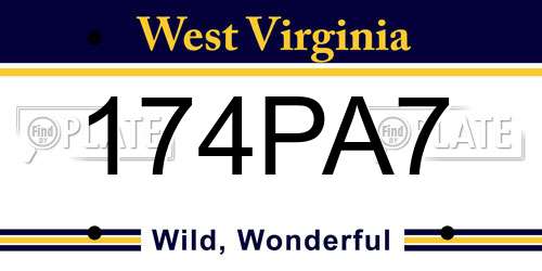 174PA7 West Virginia License Plate