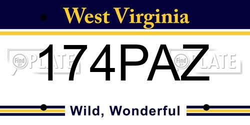 174PAZ West Virginia License Plate