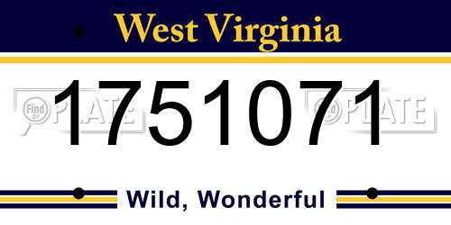 1751071 West Virginia License Plate