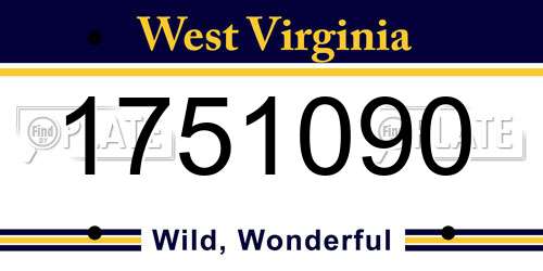 1751090 West Virginia License Plate