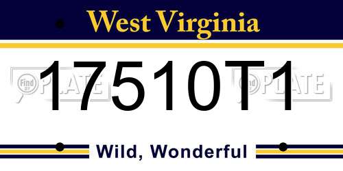 17510T1 West Virginia License Plate